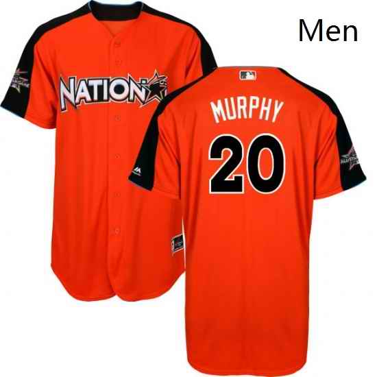 Mens Majestic Washington Nationals 20 Daniel Murphy Replica Orange National League 2017 MLB All Star MLB Jersey